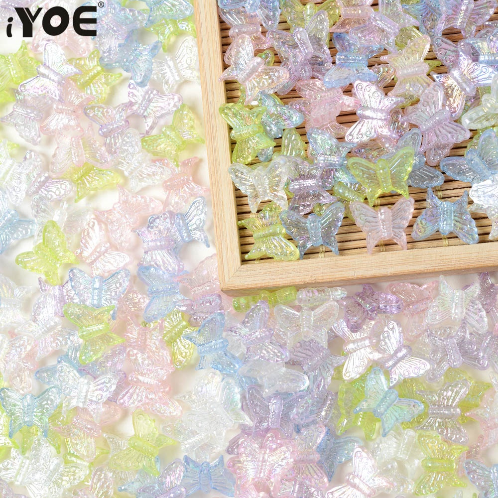 IYOE – mélange de perles papillon AB en cristal acrylique, perles d'espacement amples pour la fabrication de bijoux, épingle à cheveux, accessoires de bricolage faits à la main