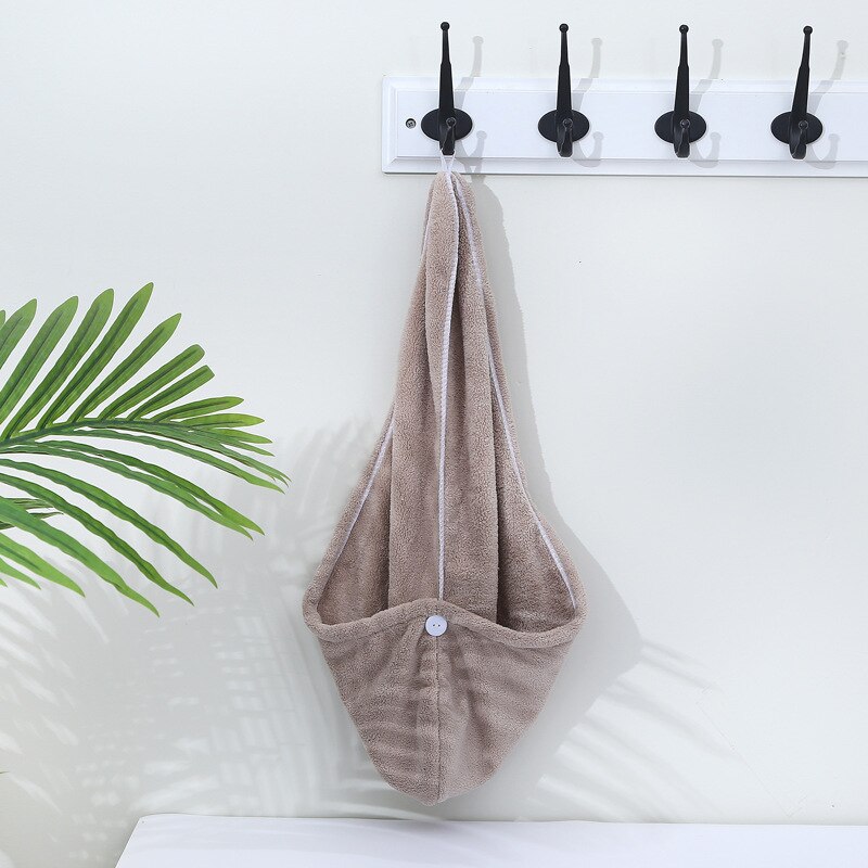 Chapeau absorbant à séchage rapide, 1 pièce, kaki, serviette, Turban enveloppant, chapeau de douche doux, accessoires de salle de bain C01