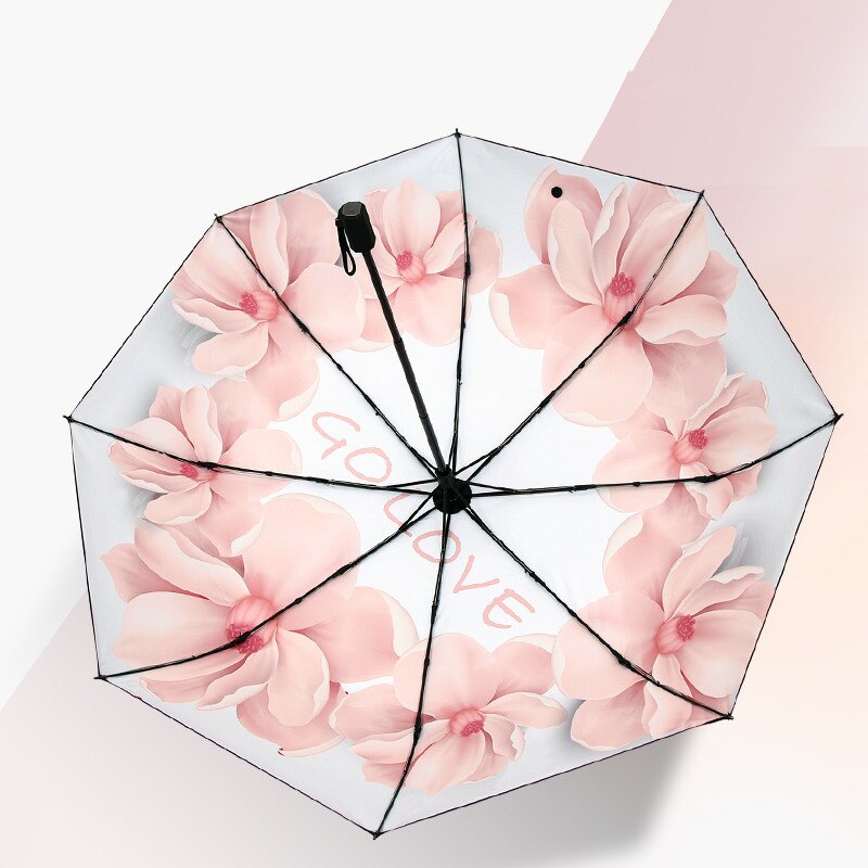 Mini Pocket Umbrella Automatic Folding Umbrella Rain Women Capsule Pink flowers Parasol Windproof UV Protection Female Umbrella