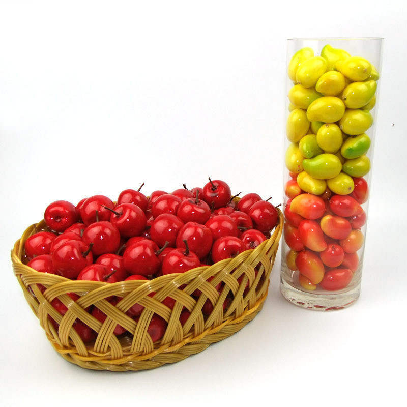 20 piezas Mini plástico fruta Artificial melocotón espuma barato manzana cereza simulación fruta falsa para la decoración del jardín de la boda del hogar