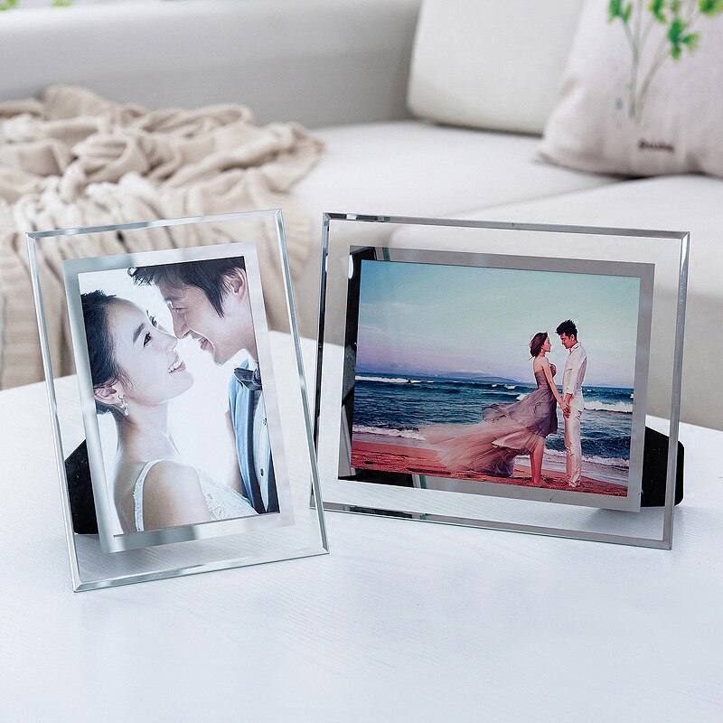 Crystal Glass Frame Table Certificate 6/7/8 inch Photo Frame Album Home Decoration Glass Picture Frame