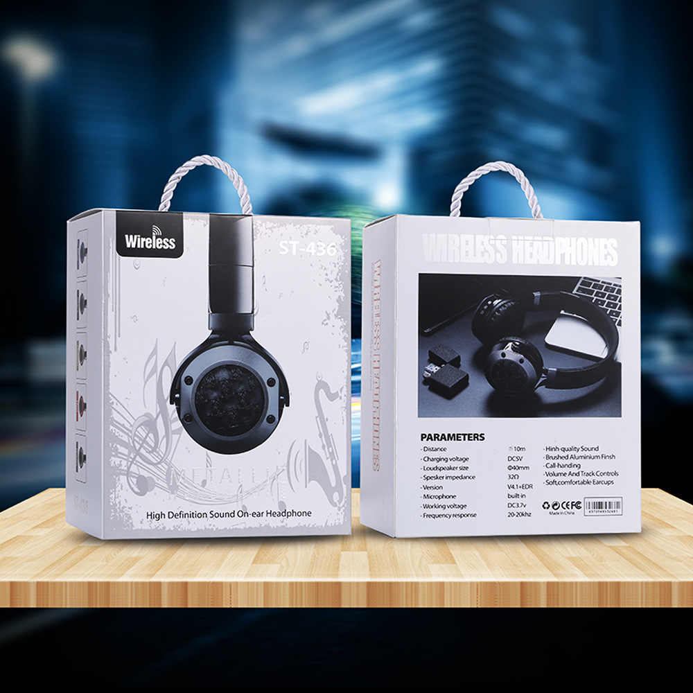 Plug-in Bluetooth Headset 5.0 Leather Earmuff Headset Wireless Headset with Michael Phone Headset