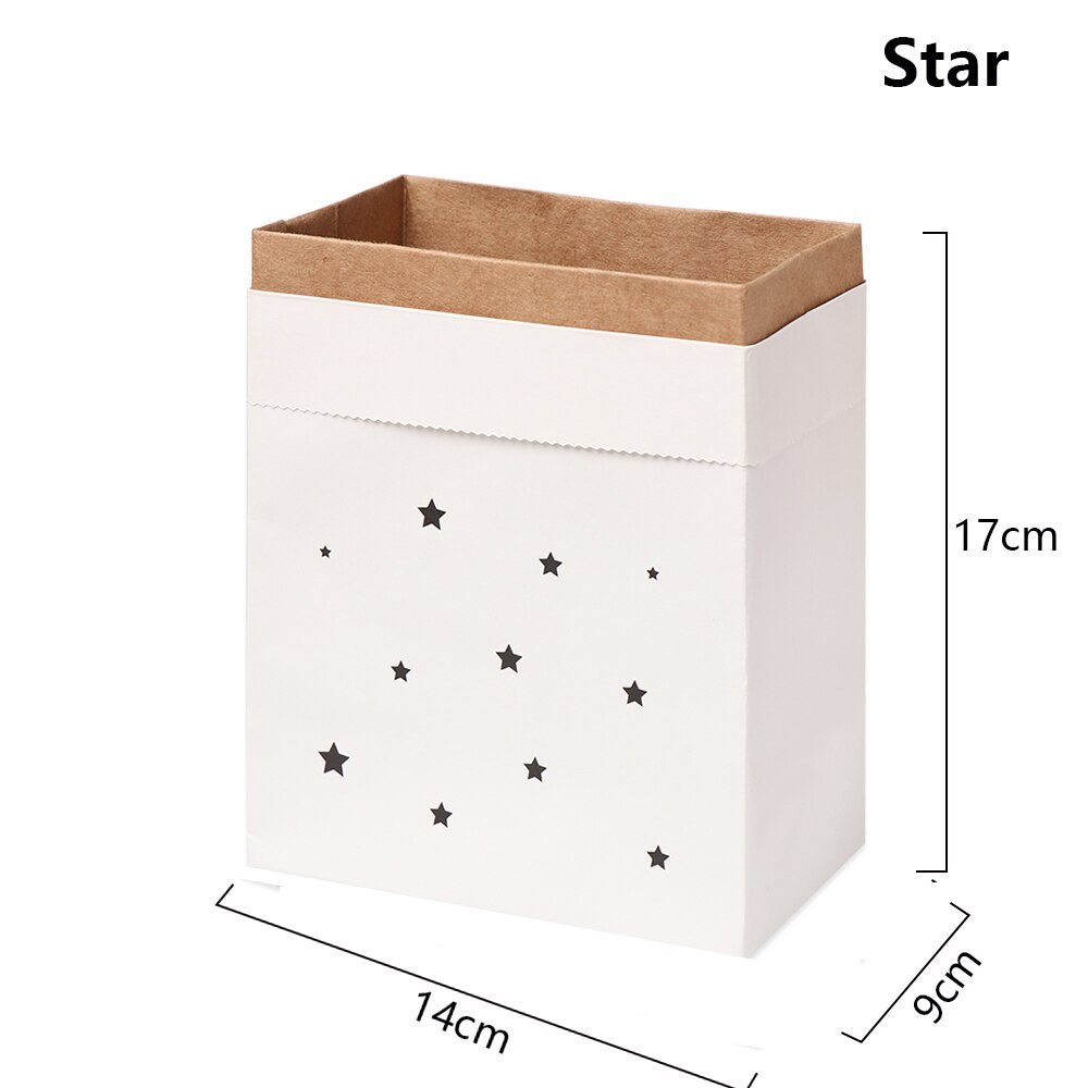 1PC Double Layers Kraft Paper Bag Storage Basket DIY Vase Flowerpot Package Party Supplies Home Decoration Desktop Ornament: star