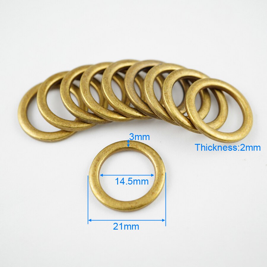 100 Stuks 14.5mm Antiek Messing Kleur Gelaste Metalen O Ring Purse Bag O Ring