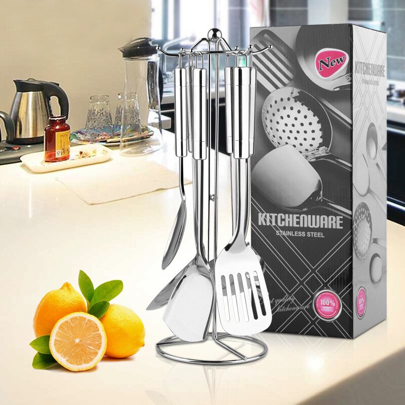 7 Pcs Roestvrij Staal Kookgerei Set Vergiet Spatel Schop Lepel Keukengerei Gadgets Home Keuken Accessoires Set