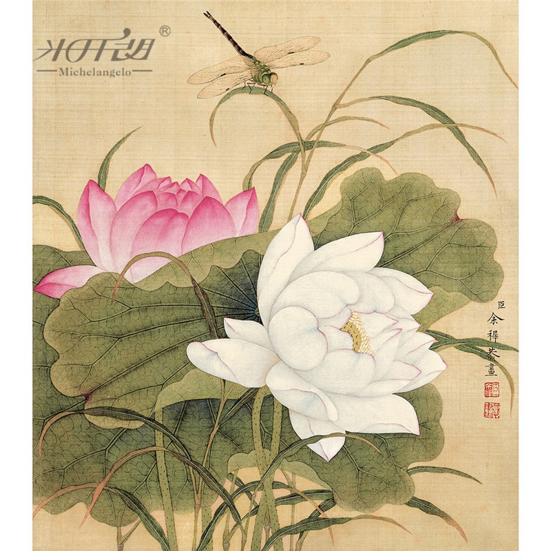 Michelangelo træ puslespil 500 stykke yu zhi mesterværk lotus blomst guldsmed kinesisk maleri barn pædagogisk legetøj indretning