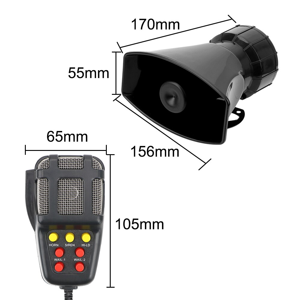 Sirène de Police Air klaxon mégaphone tonalité 12V 100W Mic PA système amplificateur d'urgence Hooter voiture avertissement alarme voiture klaxon haut-parleurs fort