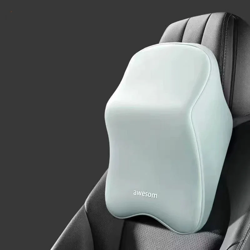 Reposacabezas de coche, almohada para el cuello, soporte lumbar, soporte lumbar, almohadilla lumbar montada en el coche, soporte lumbar, cojín de asiento de algodón con memoria: Rosa