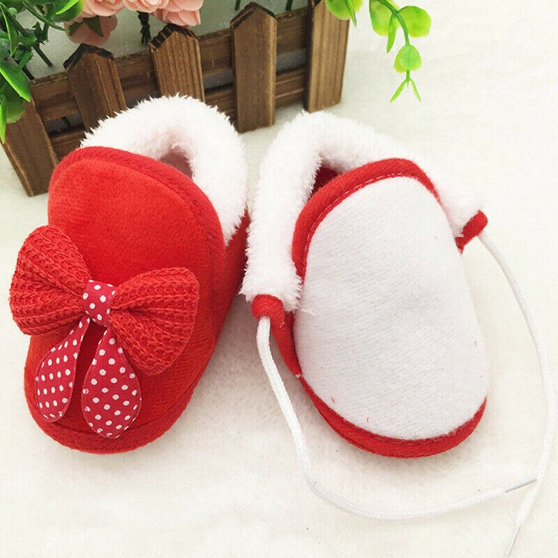 pudcoco Newborn Infant Baby Girls Boys Shoes Bow-knot Fur Ankle Length Winter Warm Snow Boots 0-18M Years