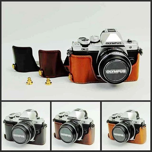 PU Leather Half Case Grip for Olympus OM-D OMD E-M10 Mark II EM10II EM10 M2 Camera Battery Opening