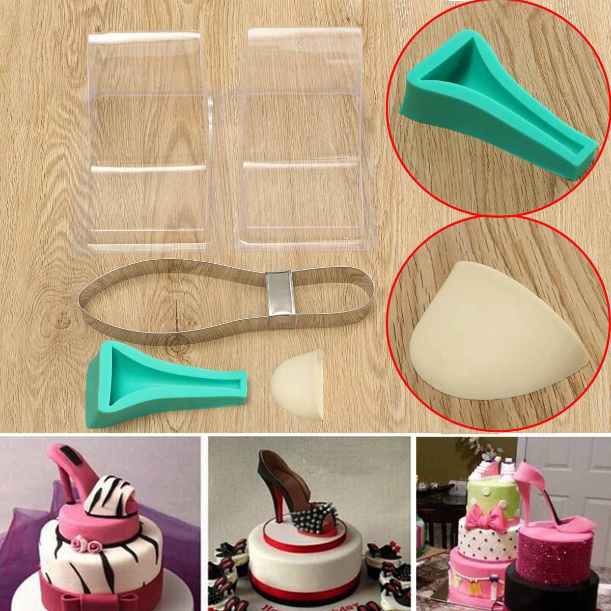 Hoge Hak Schoen Kit Siliconen Fondant Cakevorm Decorating Template Mold Bruidstaart Decor Diy Kit