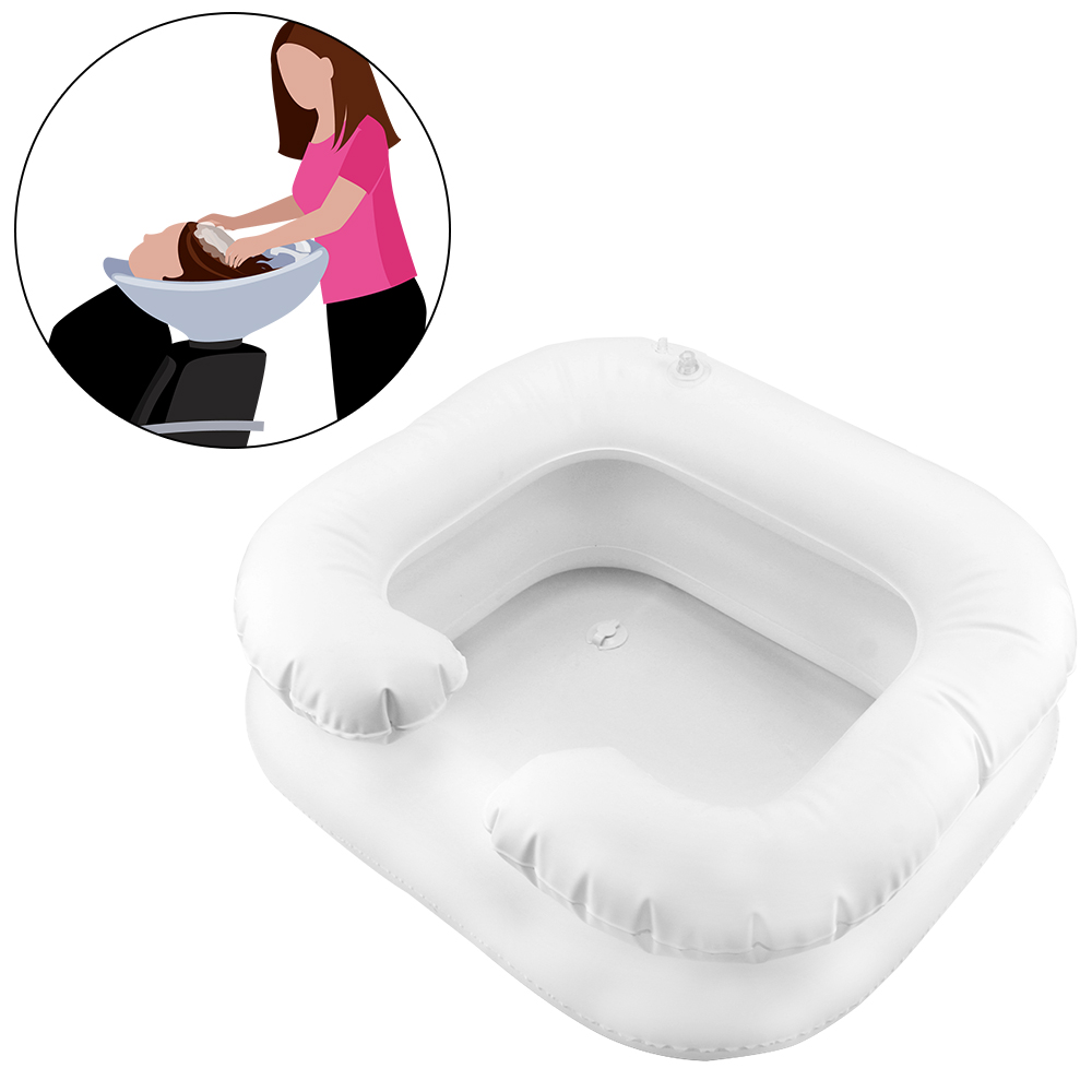 Shampoo-Tablett, Haarwaschbecken für Behinderte, aufblasbares Shampoo-Becken, tragbar, mit Abflussschlauch, PVC