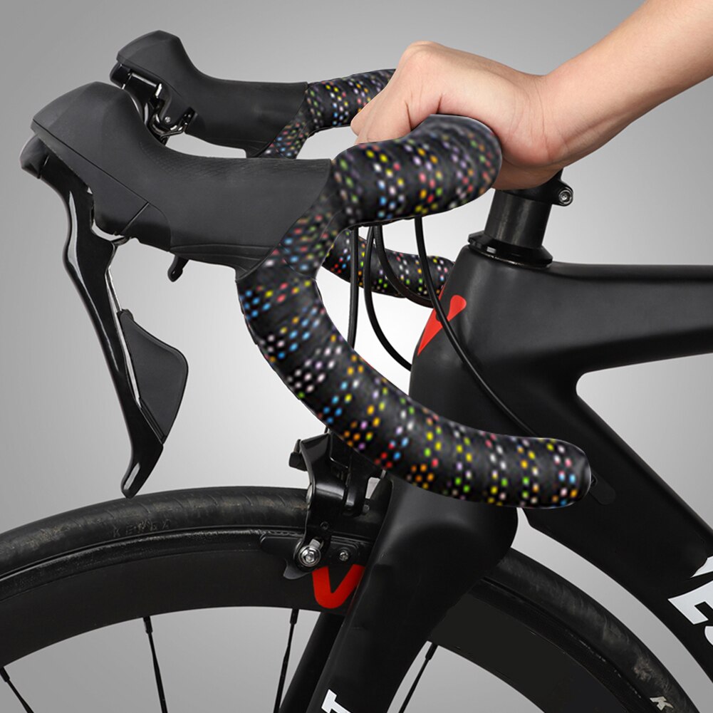 1 Pair Anti-slip Road Bike Handlebar Tap Soft EVA Bicycle Handle Bar Strap Perforated Bicycle Handel Bar Tapes with 2 Bar Plugs