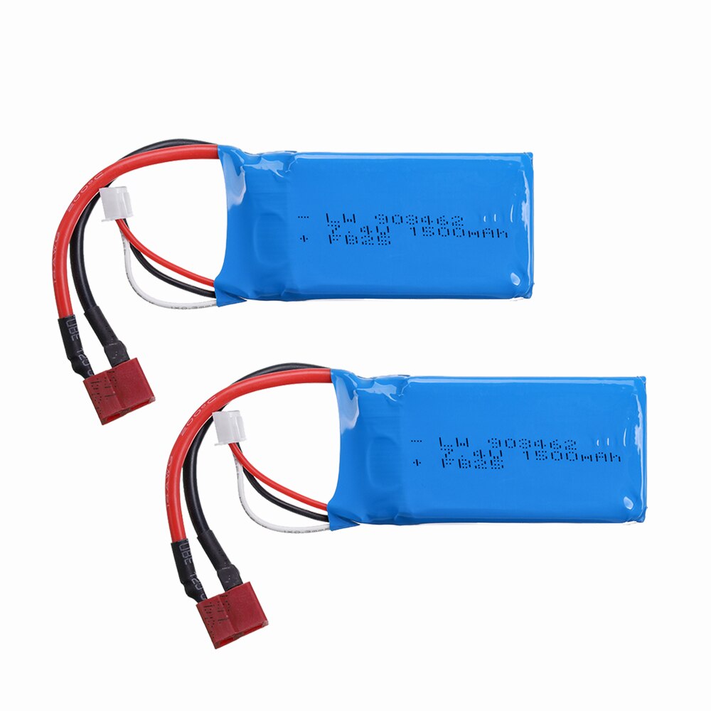 Mise à niveau de 7.4v batteries lipo 1500 2s pour wltoys  a959-b  a969-b  a979-b  k929b rc desert truck car, pièces de rechange et chargeur: 2 pièces