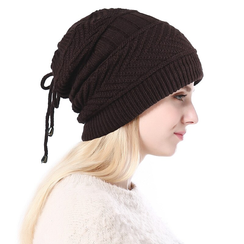 Trendy Beanie Warm Oversized Chunky Cable Knit Slouchy Woolen Hat: Coffee