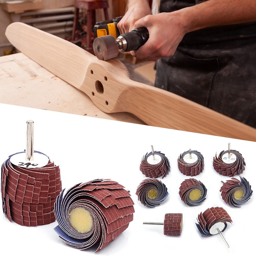 80~600 Grit 3mm Shank Sanding Cloth Wheel Abrasive Grinding Derusting Buffing Polishing Burr Removal Emery Paper Curved Surface