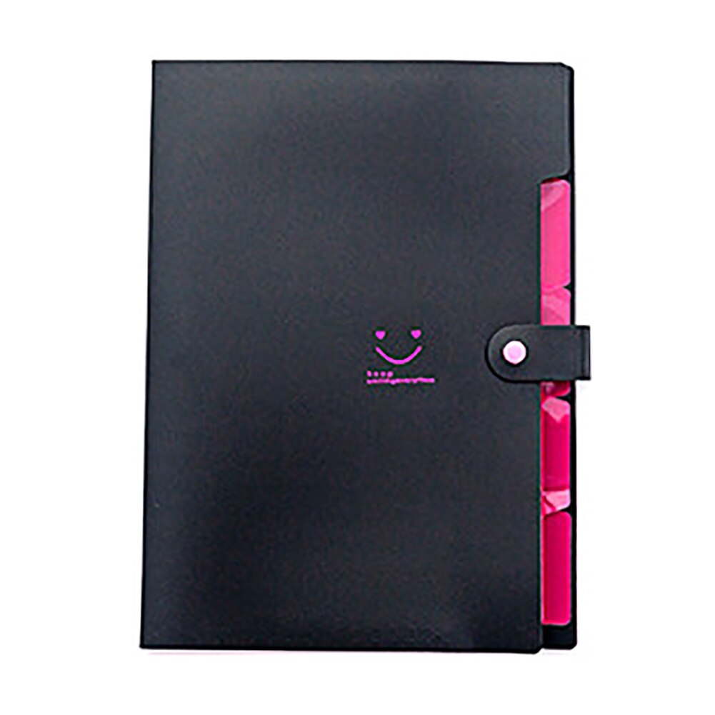 A4 File Storage Bag Multi-layer Papers Accordion Pocket Buckle Storage 5 Into Folder Holder Organizer Office Stationary: Black