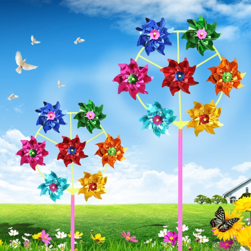 Farverige diy pailletter vindmølle vind spinner hjem havehave dekoration børnelegetøj 95ae