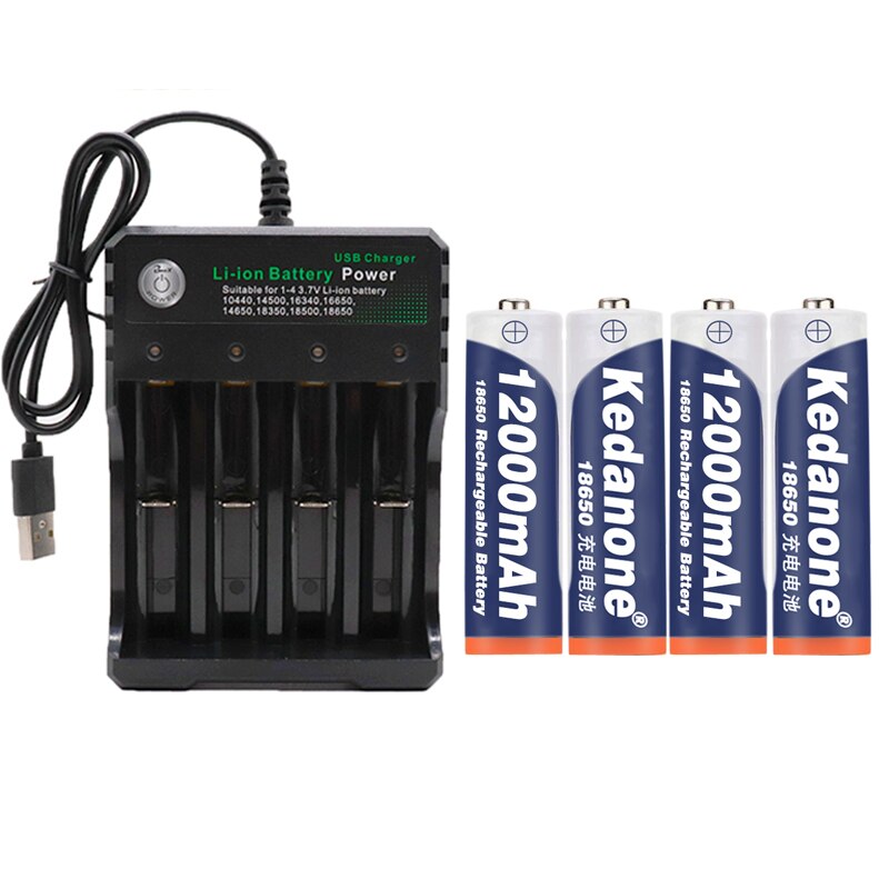 18650 batterij 3.7 V 12000 mAh oplaadbare li-ion batterij voor Led zaklamp batterij 18650 batterij + USB lader