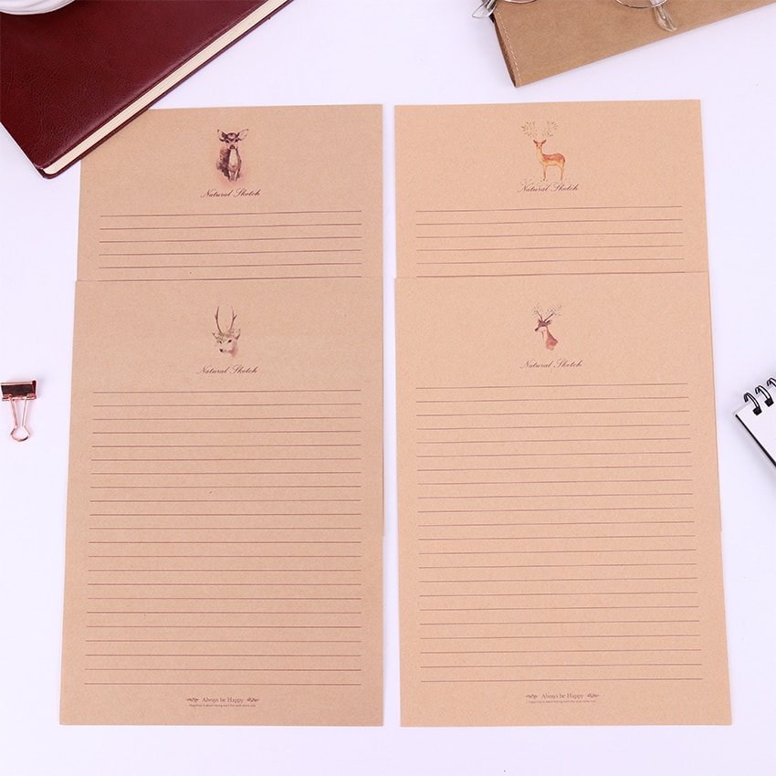 Juego de 10 hojas de cartulina de papel Vintage, papelería de papel, Bloc de notas con estilo de animales de dibujos animados, suministros para escuela y oficina