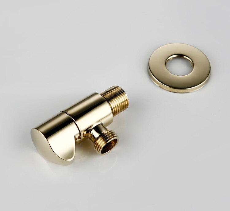 Massief Messing Goud/Zwarte Hoek Kleppen 1/2 "Man X 1/2" Mannelijke Badkamer Bidet Valve Mat Zwart Vulling valve Badkamer Accessoires: Gold