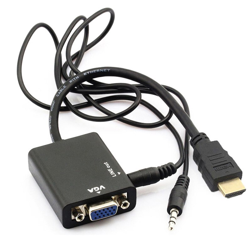 Adaptador HDMI a VGA con audio HDTV macho a VGA hembra Puerto convertidor HDMI a VGA salida 1080P HDTV Audio TV AV HDTV Video