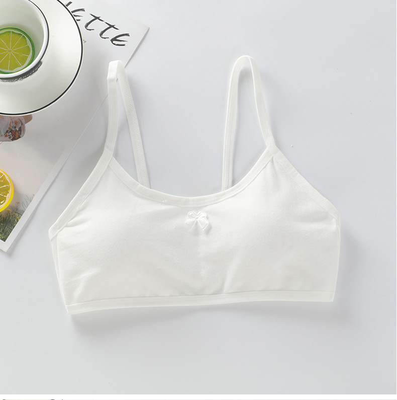 2PC Bra for Teen Girls Developmental Vest 14 Junior High School Students Puberty Girls Bras, Big Girls Underwear Thin Teen: white