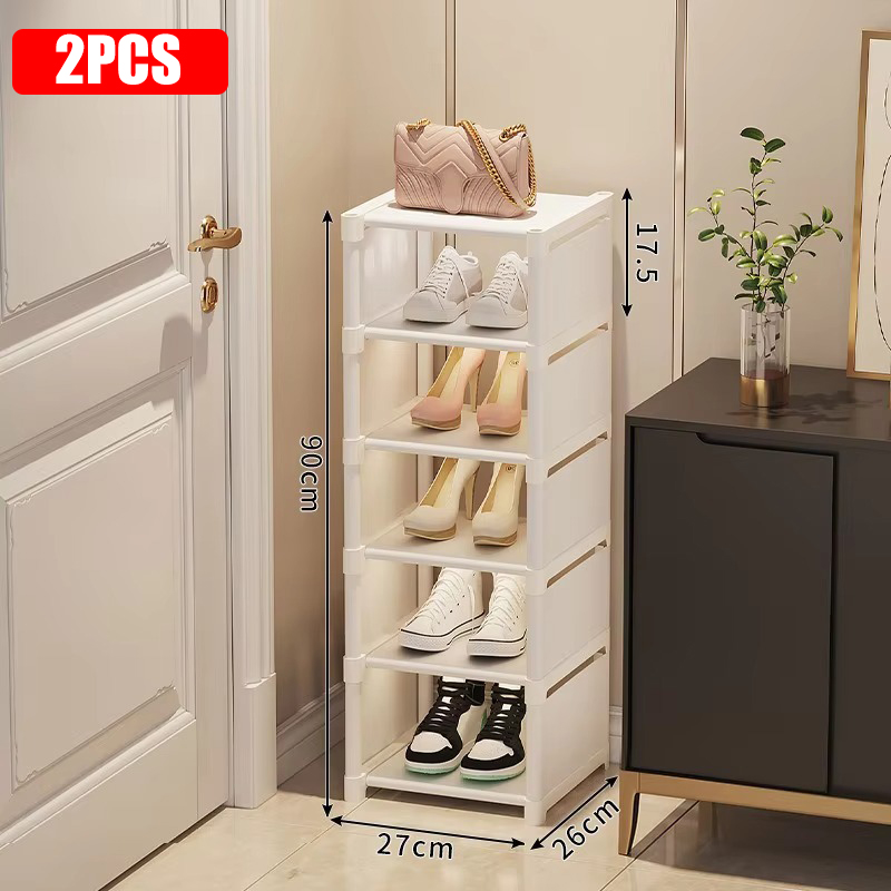 Mehrere Schichten, Schuh-Organizer, Verwendung ein der Tür, Schuhregal-Organizer, Vliesstoff-Gestell, stapelbares Regal, verstellbar, platzsparend: schwarze farbe