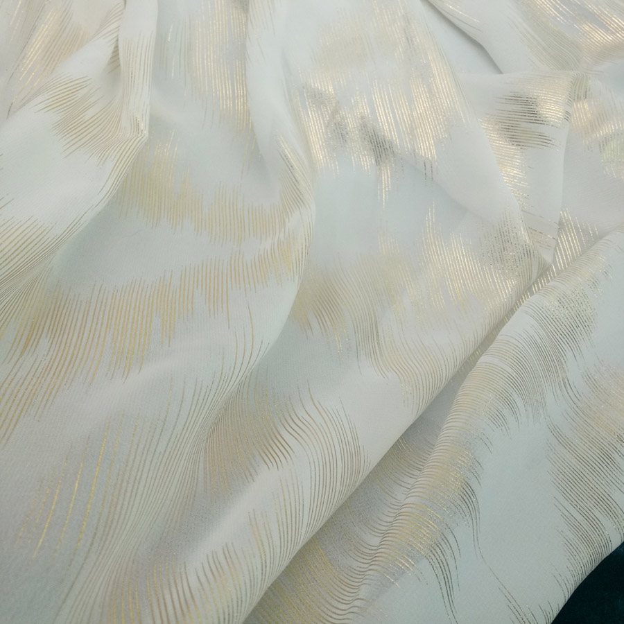 Stage Dancing Bronzing Chiffon Fabric Shiny Golden Stripe Fabric Bronzed Costume Material DIY stage cosplay Dress 1Meter