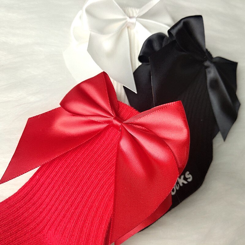 Leuke Big Bows Baby Sokken Effen Kleur Antislip Kids Meisjes Sokken Zachte Katoenen Gebreide Baby Peuter Sokken 0-12 Maanden
