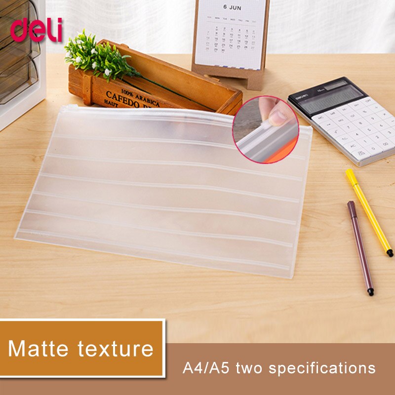 Deli 2pcs Transparent Foldable A4 File Folder Desk Document Paper Organizer Storage Bag Office School Stationery