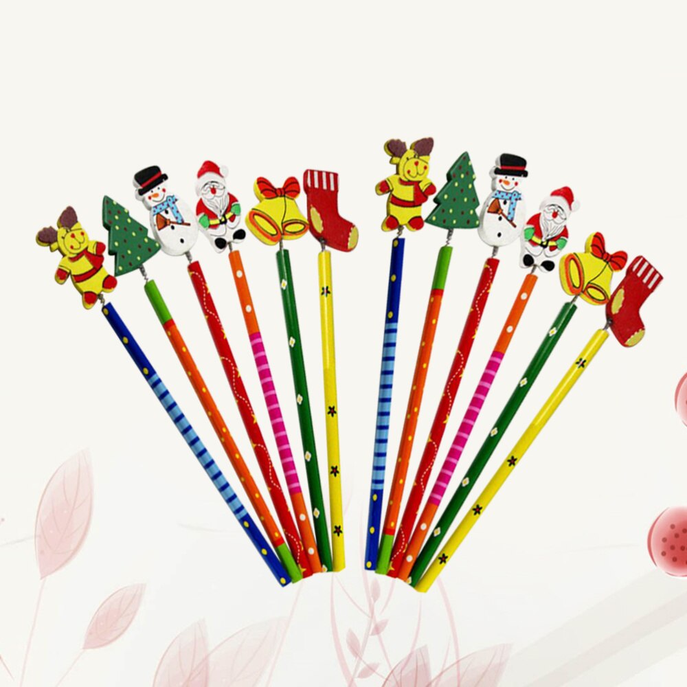 12 Stuks Potloden Mooie Cartoon Kerst Potlood Schoolbenodigdheden Voor Kinderen Kids