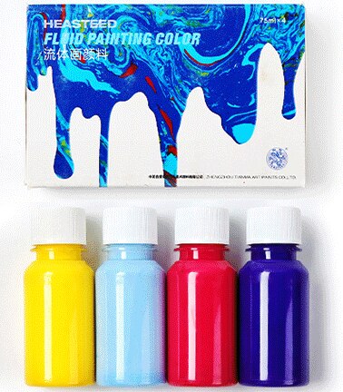 4 Bottles of Fluid Painting Paint Set Liquid Acrylic Silicone Oil Cell Fluid Painting Diy Graffiti Decorative Art Supplies oil: B 4x75ml
