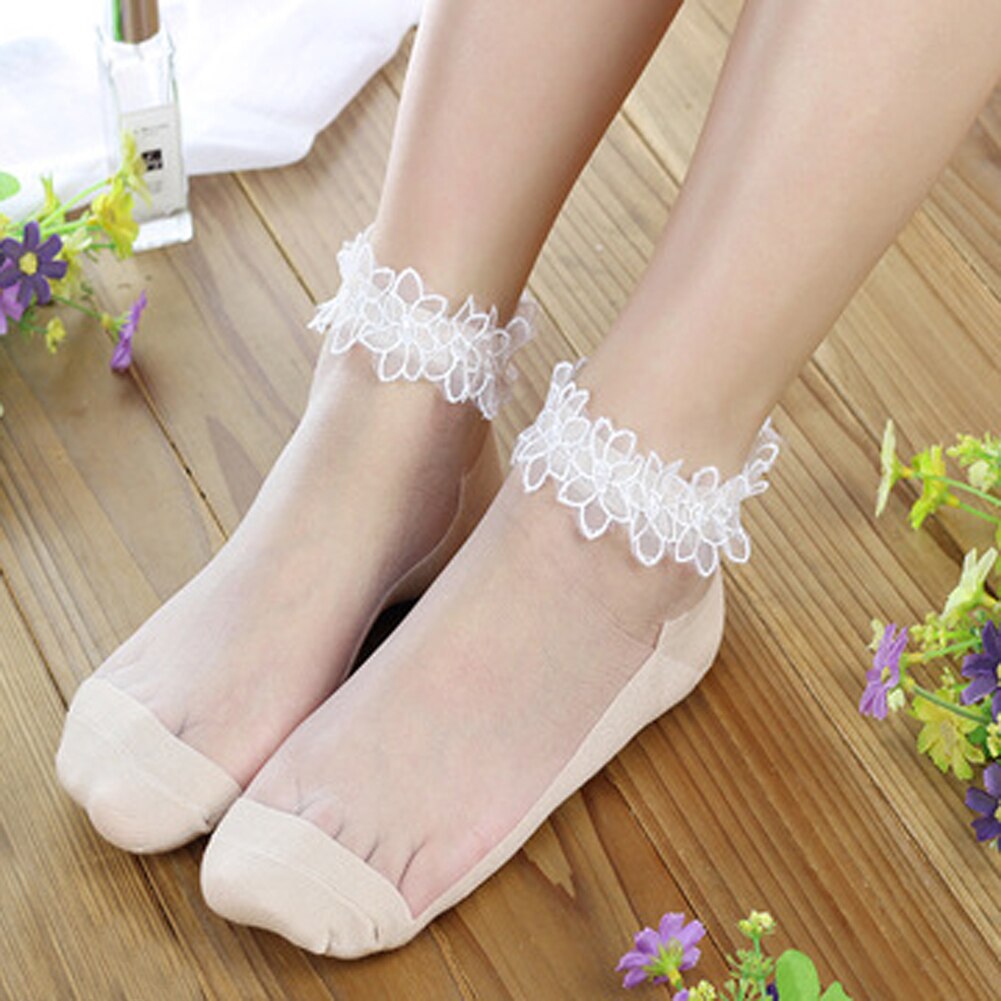 Spring Summer Retro Ankle Socks Pearl LIttle Floral Sock Mesh Patchwork Breathable Cotton Scck Cute Soft National style Hosiery: A1