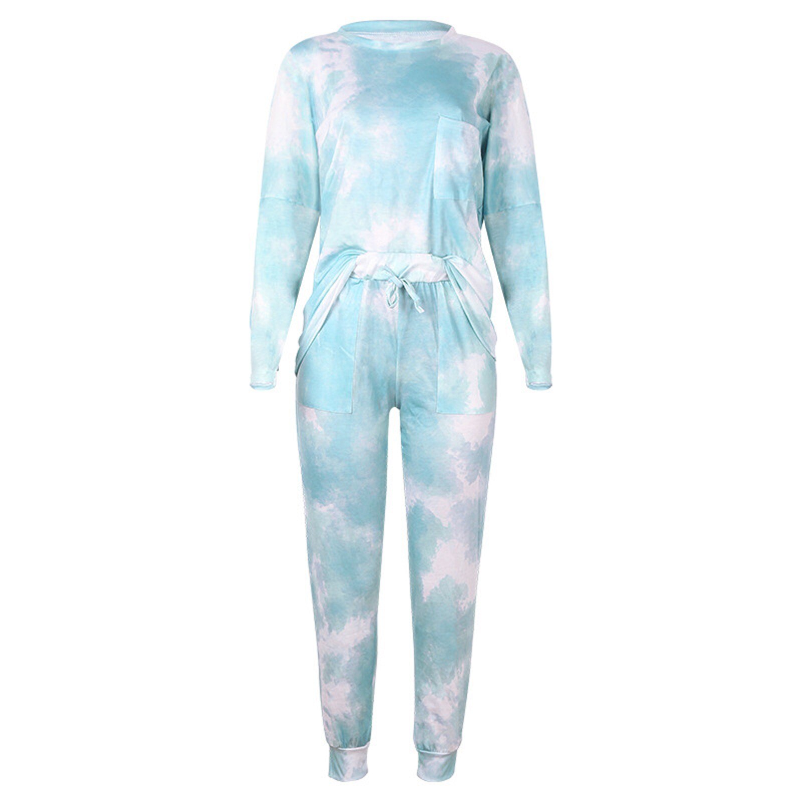 Vrouwen Pyjama Tie-Geverfd Gedrukt Sportkleding Pak Casual Homewear Set Lange Mouw Sweater Broek Vrouwelijke Kleding