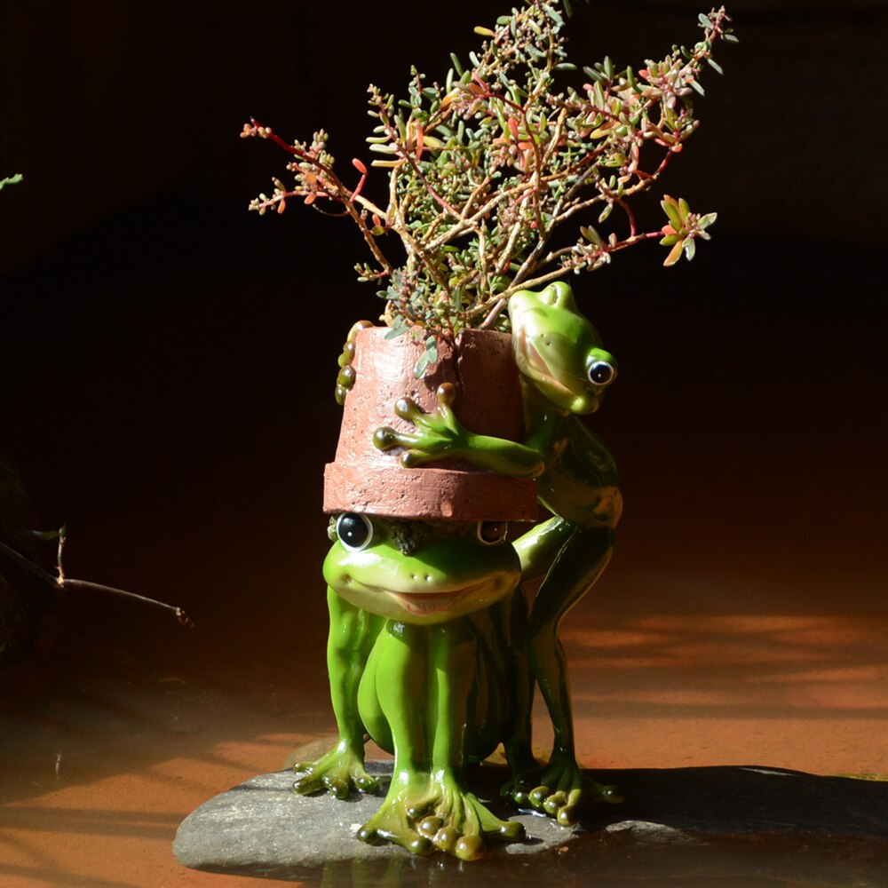 Everyday Collection Home Decor Mini Flower Pot Fairy Garden Animal Frog succulent pot Outdoor Decoration Clay Flowerpot