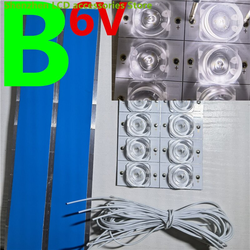 3v 6v SMD Lamp Beads with Optical Lens Fliter for LED TV Repair LED55d2000i: Square   6V  40PCS