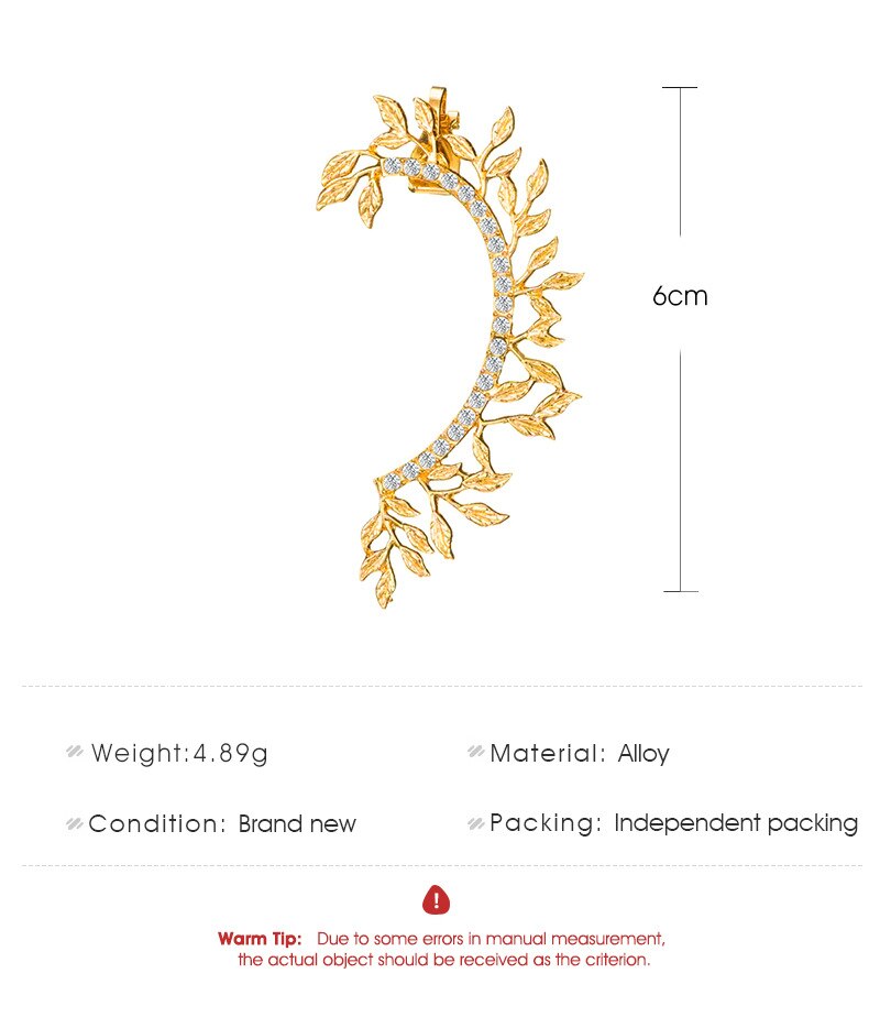 1PC Statement Leaf Ear Cuff Rhinestone Ear Bone C Shape Flower Ear Jackets Ear Clips Trendy 2022 Jewelry
