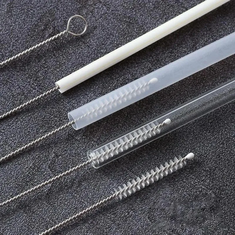 Edelstahl Biegen Stroh Pinsel Reiniger Weiches Haar Saug Glas Rohr Reinigung Pinsel Baby freundlicher Flasche Pinsel Langen Griff Wiederverwendbar