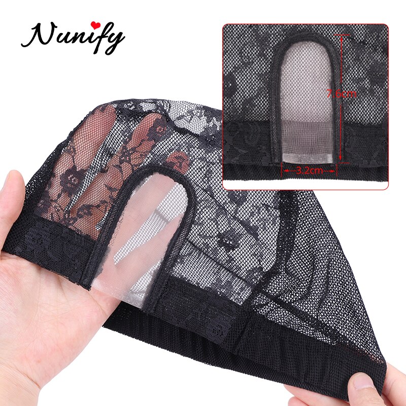 Nunify 1pcs Black U Part Wig Cap With Swiss Lace Net Making Wigs Full Lace Wig Weaving Cap Mesh Base Machine Made Stretchy Net