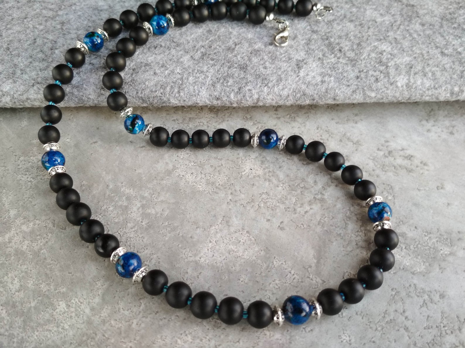 Collar Tribal para hombre, collar de Surf para hombre, collar bohemio para hombre, collar de Onyx negro de ojo de tigre: A8