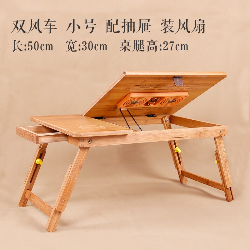 Adjustable Foldable Laptop Desk Notebook Bamboo Table Stand Tray Bed Small Table Tray Table Living Room Coffee Table: with Drawer Fan