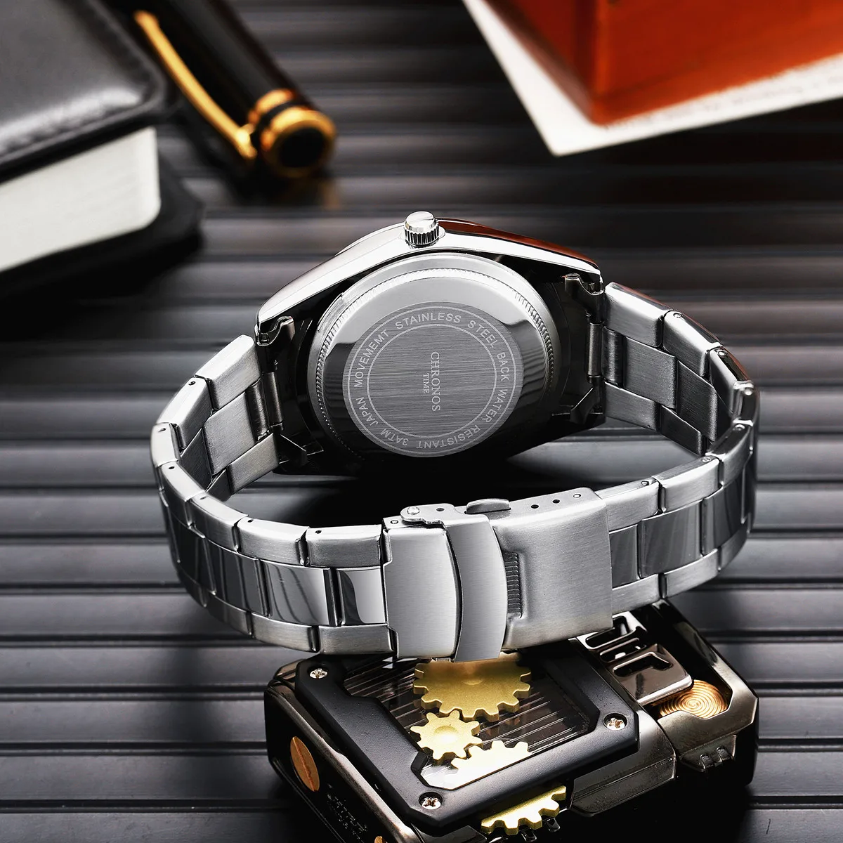 CHRONOS Luxe Quartz Horloge voor Mannen Waterdicht Datum Lichtgevende Horloge Roestvrij Staal heren Horloges Mannelijke Klok Sport Reloj