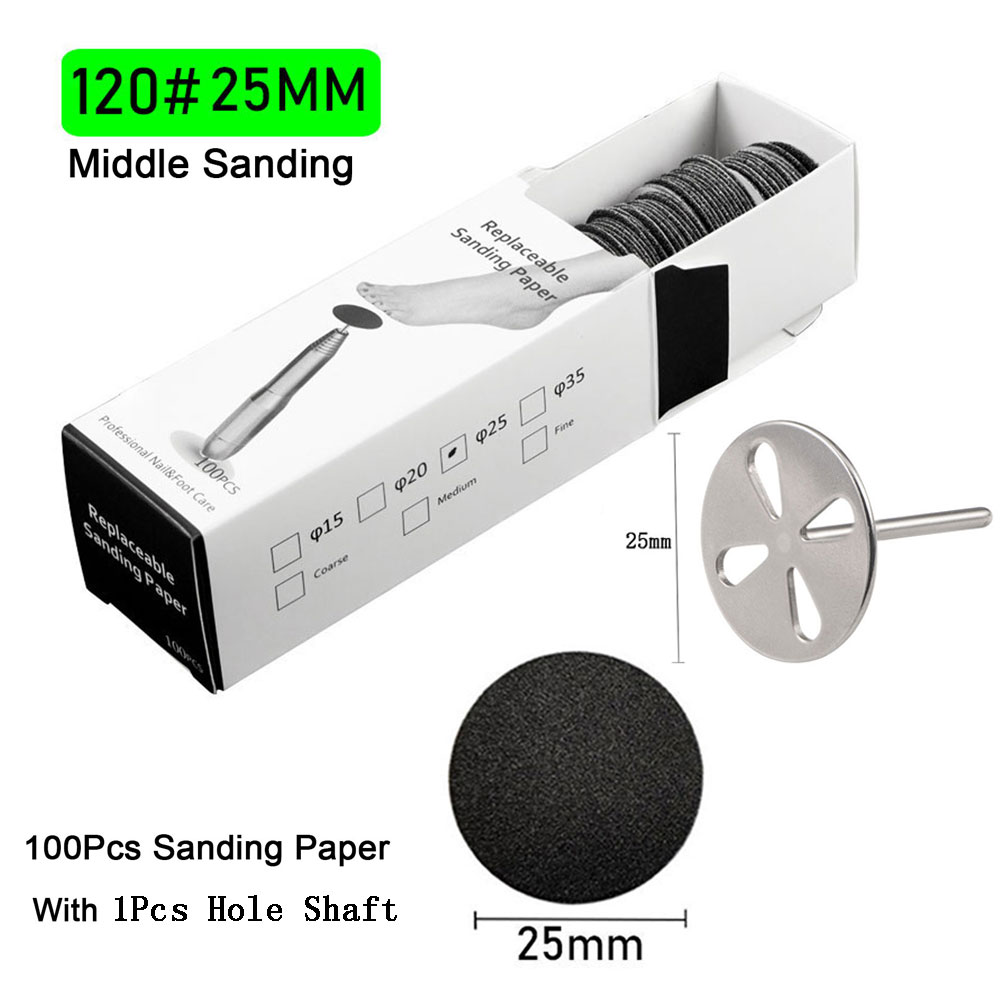 Papel de lija con boquilla de Metal para limas de pies, herramienta para quitar callos de piel muerta, herramienta de pedicura para cutículas, juego de papel de lija, 100 Uds.: Oro