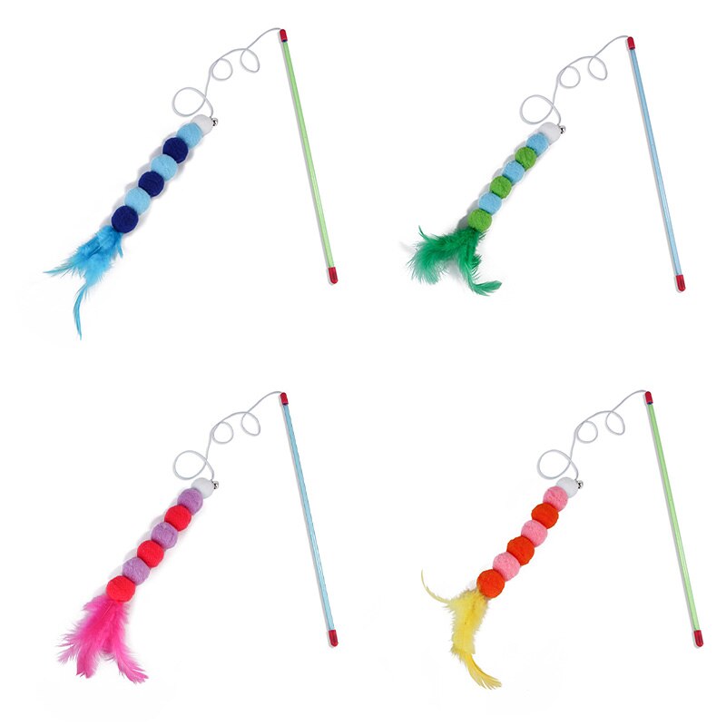Juguete para gato y gatito, pluma suave de juguete interactivo y Cascabel, accesorios para gatos, divertido palo para gatos, 1 unidad