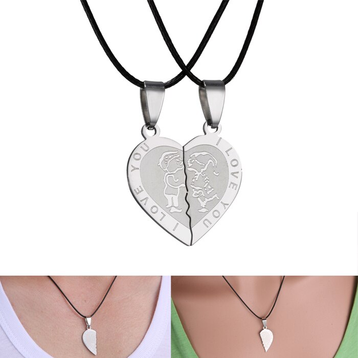 Mężczyźni kobiety naszyjnik dla par kocham cię serce miłości ze stali nierdzewnej stalowy wisiorek naszyjniki walentynki naszyjnik biżuteria prezent