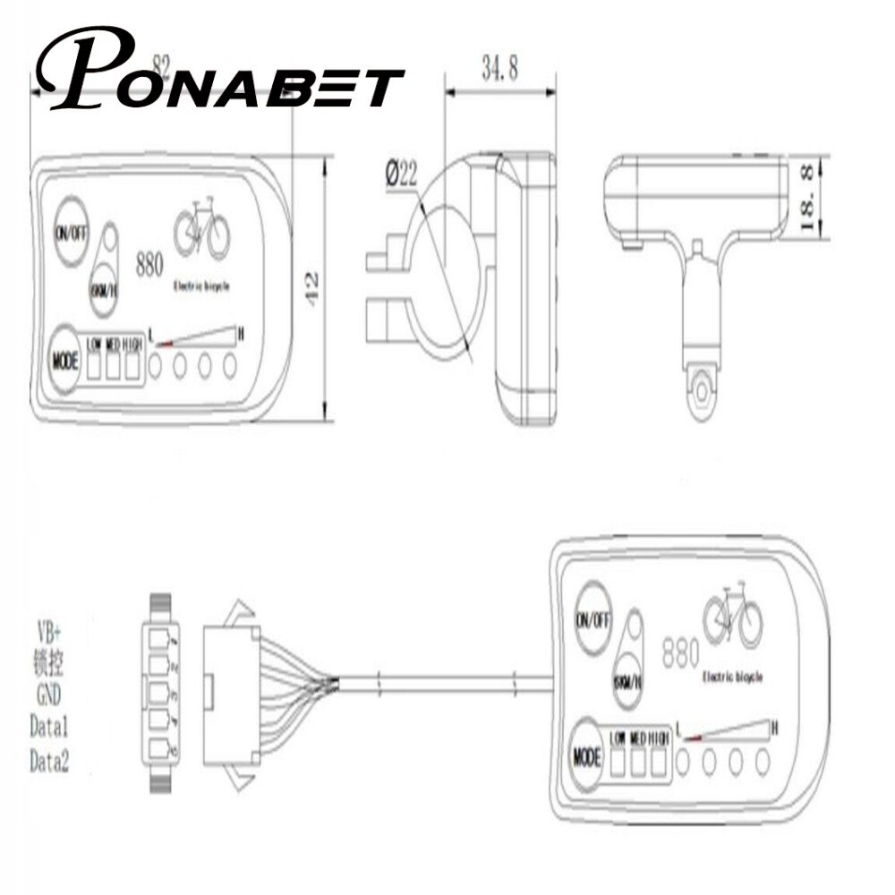 LED880 36V 48V Elektrische Fiets Display e fiets Controller LED Bike Panel Fietsonderdelen ebike