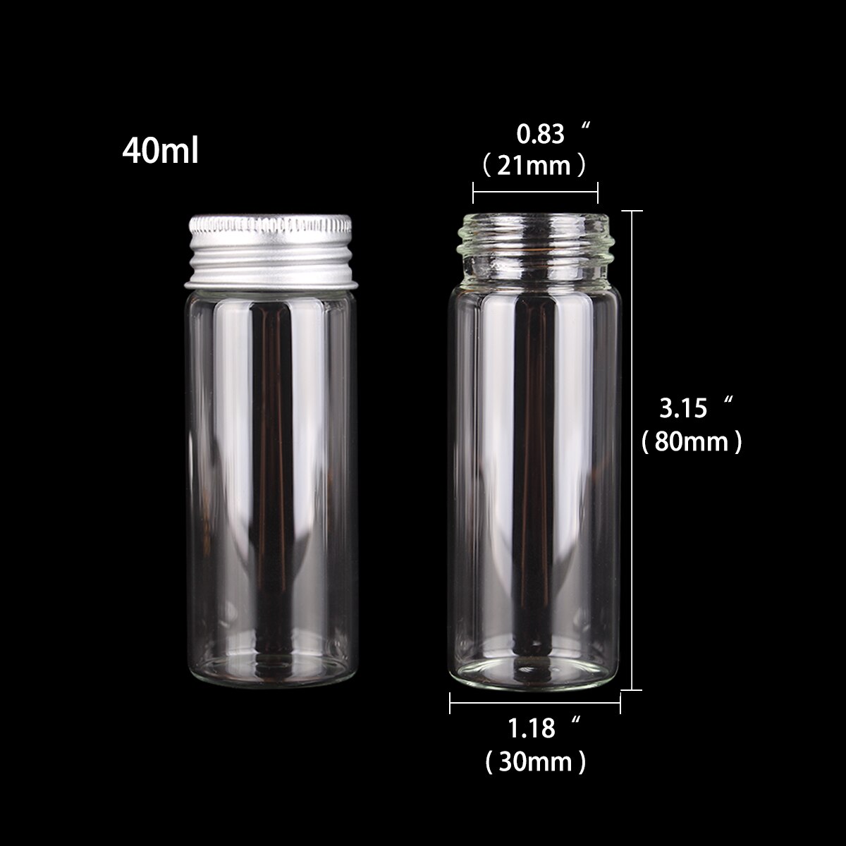 12 Uds 10ml 15ml 20ml 25ml 30ml 40ml 50ml 60ml 80ml 100ml botellas de vidrio con tapas de aluminio botella de especias de vidrio vacía para manualidades: Rosa