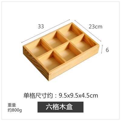 Plato de cocina de madera estilo japonés Sashimi, caja de madera, rejilla múltiple, sushi, postre, plato de comedor japonés y coreano: 07