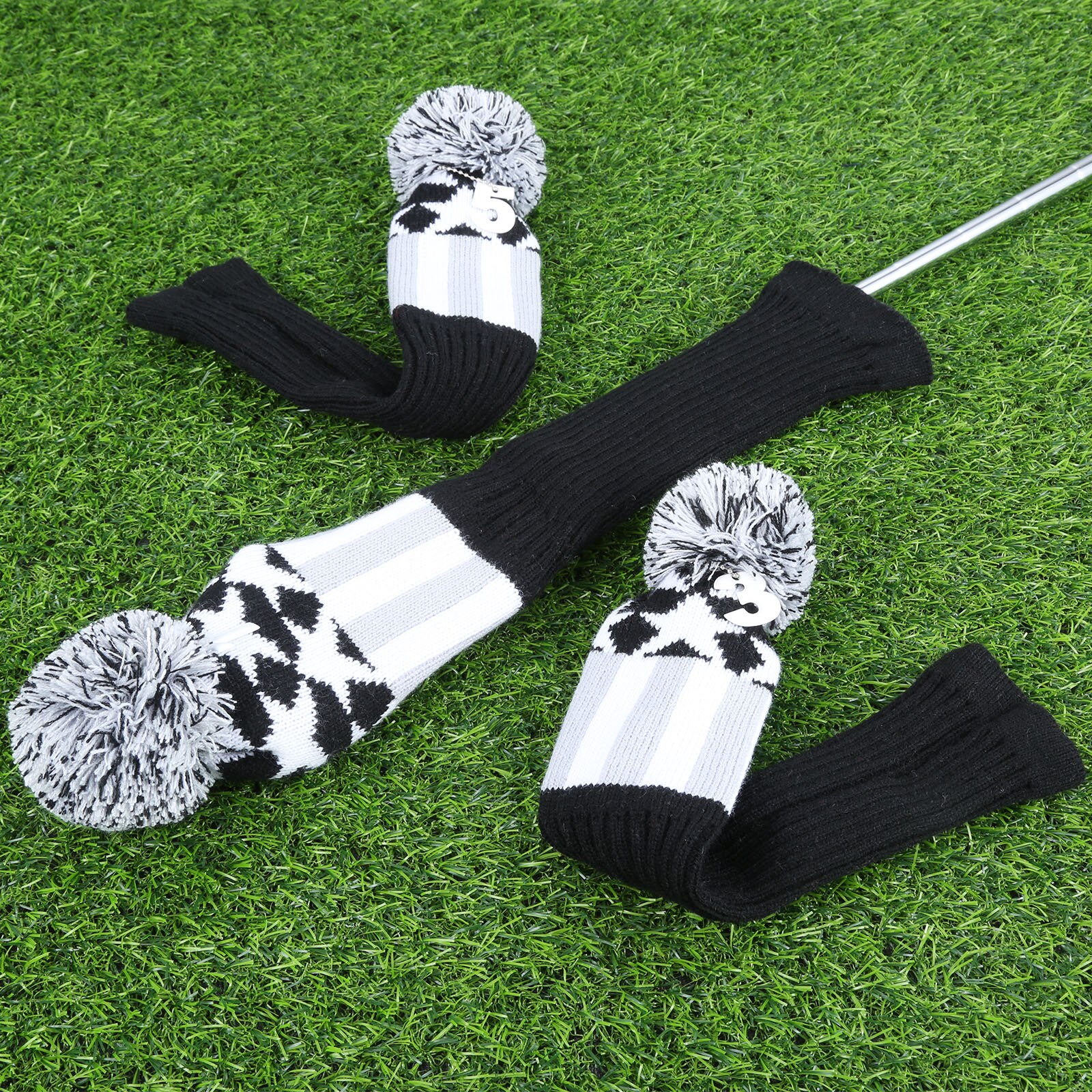 3Pcs No. 1 3 5 Golf Club Head Covers Set Knitted Fabric Sock Golf Headcover For Callaway Driver/ Fairway Woods